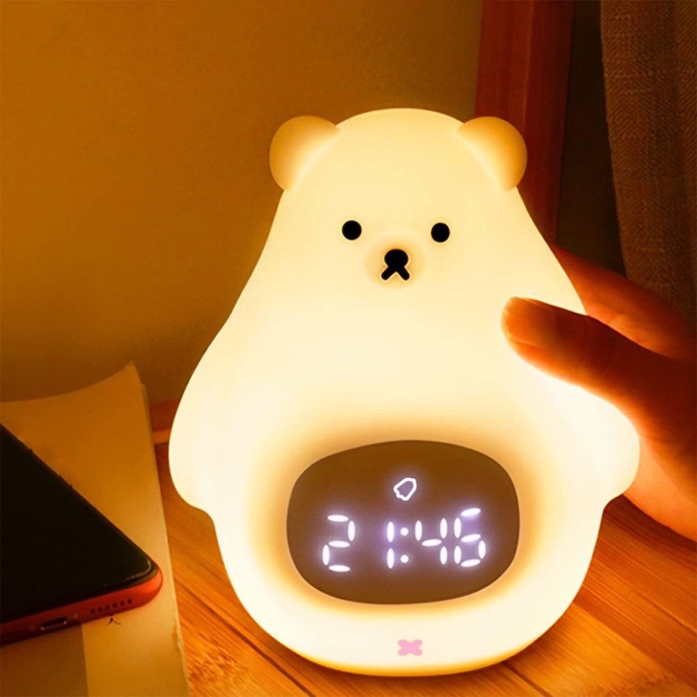 Bear Night Light Cute Kids Alarm Clock